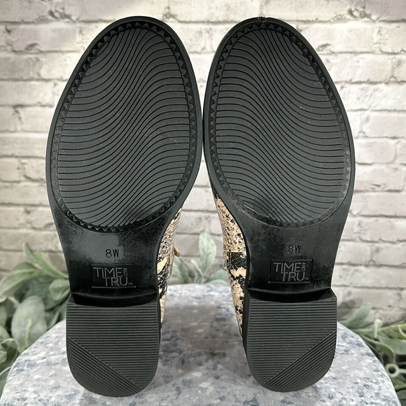 Time and Tru Black & Blush Faux Snakeskin Ankle Fashion Booties Women’s 8W✨EUC✨ - Picture 11 of 12